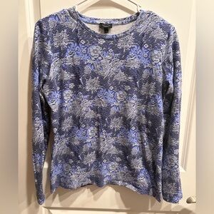 Talbots Purple and White Floral Long Sleeve Top